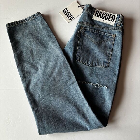 Free People RAGGED Denim Blue Jeans Women's Size 6 US, 30 EU NEW Peek a Boo Slit - Picture 2 of 9